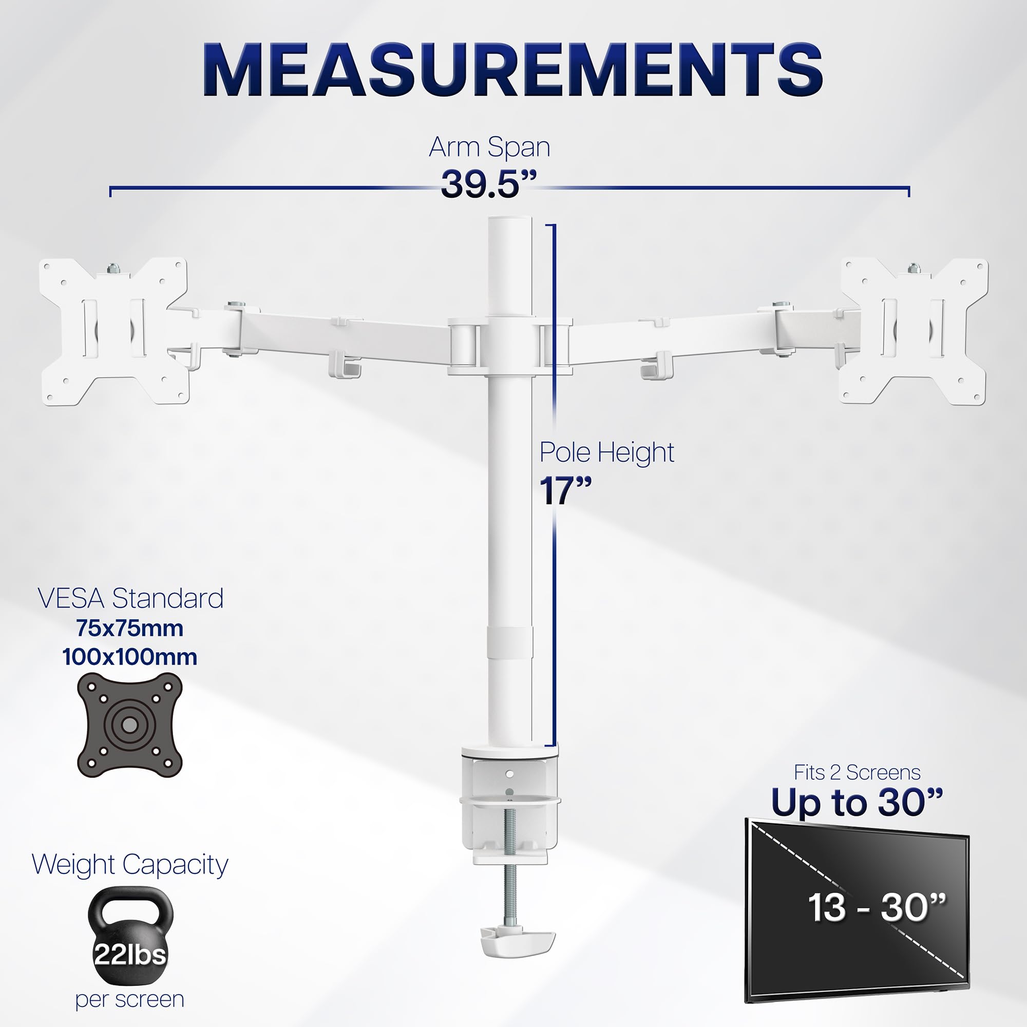 VIVO Dual Monitor Desk Mount, Holds 2 Computer Screens up to 30 inches and 22lbs Each, Heavy Duty Fully Adjustable Steel Stand with C-Clamp and Grommet, Black, STAND-V002 | Black, Articulating, Adjustable Monitor Arm, Grommet or C-Clamp Mounting, Computer