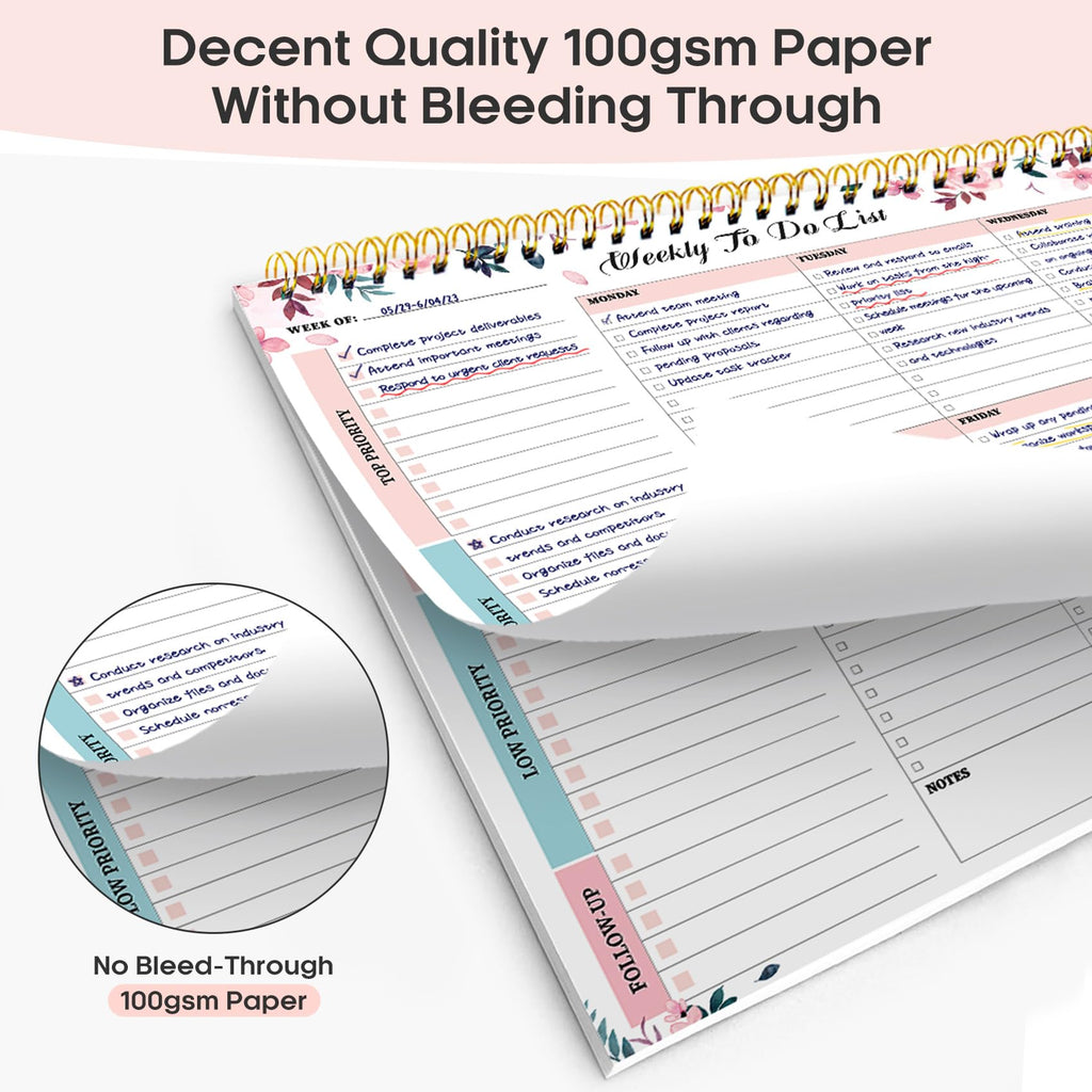 Taja Weekly To Do List Notepad, Undated Weekly Planner Pad, 8.5" x 11" | Large Desk Planner, Weekly Task Planning, College School Supplies, for Home and Office, 52 Sheets, Violet Dream