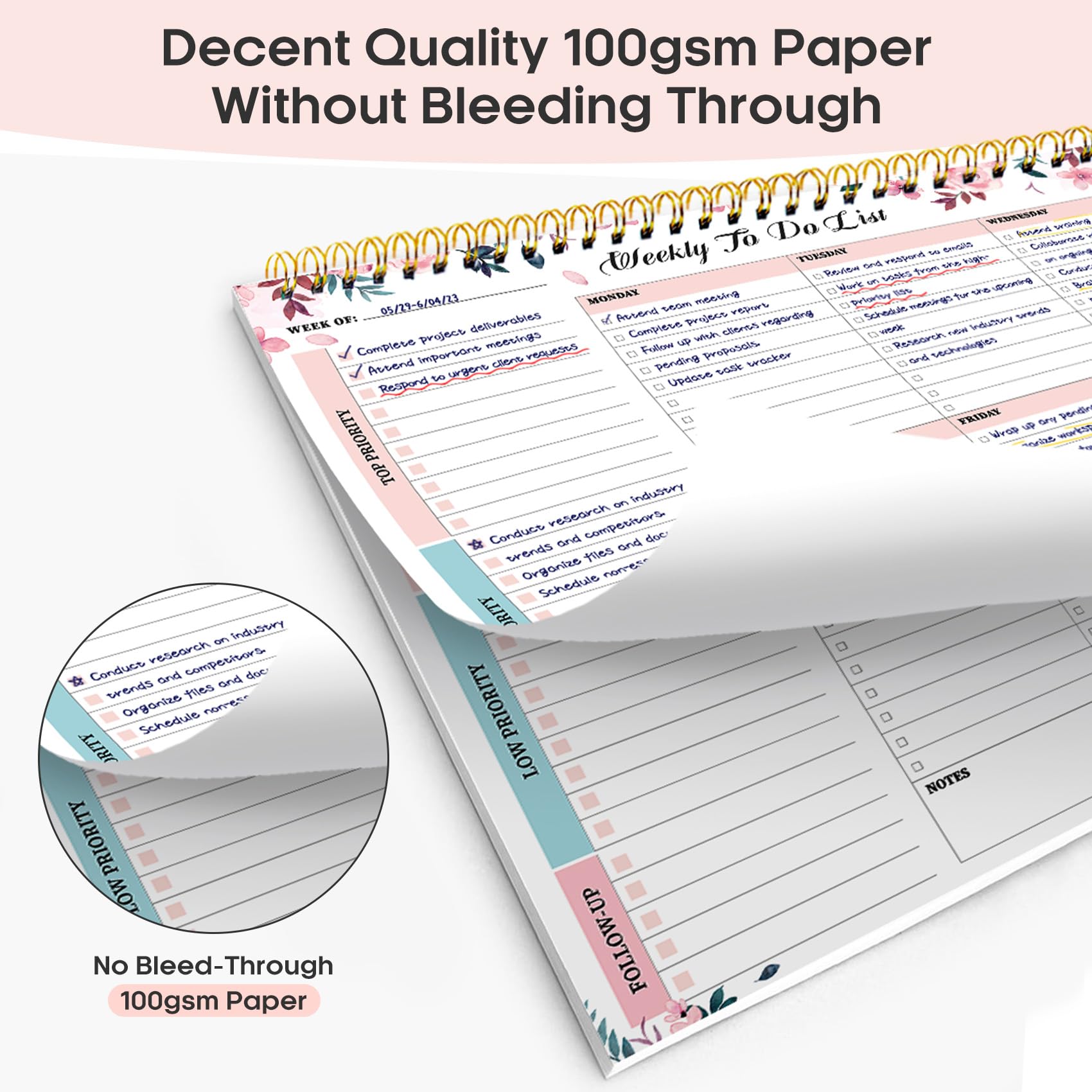Taja Weekly To Do List Notepad, Undated Weekly Planner Pad, 8.5" x 11" | Large Desk Planner, Weekly Task Planning, College School Supplies, for Home and Office, 52 Sheets, Violet Dream
