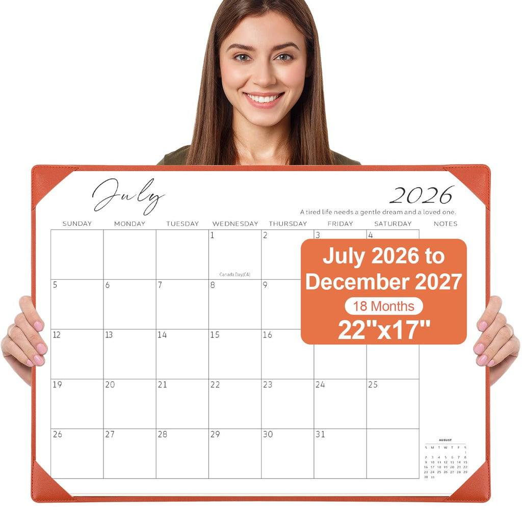 Desk Calendar 2026-2027 with Desktop Mat,22x17'' Large Desktop Pad Calendar | 18 Month Desk Calendar 2027, Use from July 2026 to Dec 2027, Simplified Monthly Calendar Perfect for Home School and Office