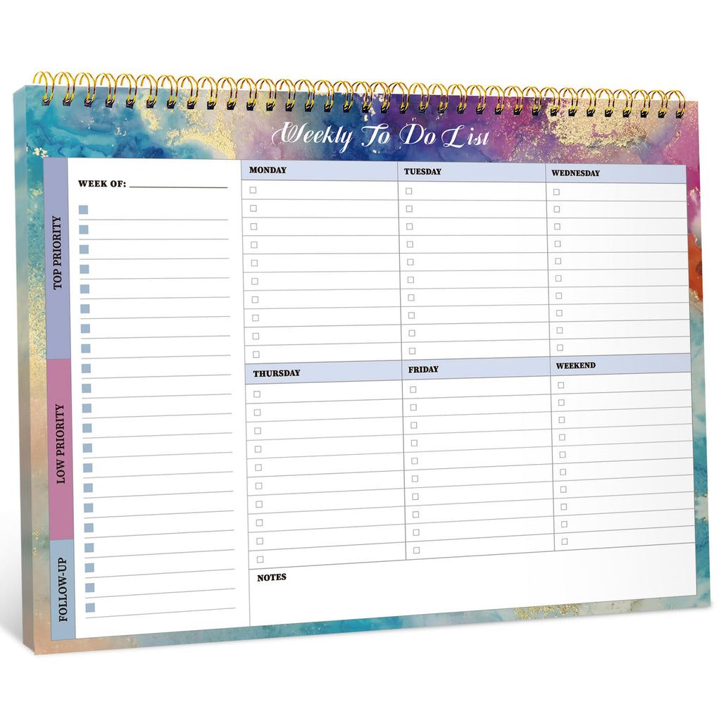 Taja Weekly To Do List Notepad, Undated Weekly Planner Pad, 8.5" x 11" | Large Desk Planner, Weekly Task Planning, College School Supplies, for Home and Office, 52 Sheets, Violet Dream