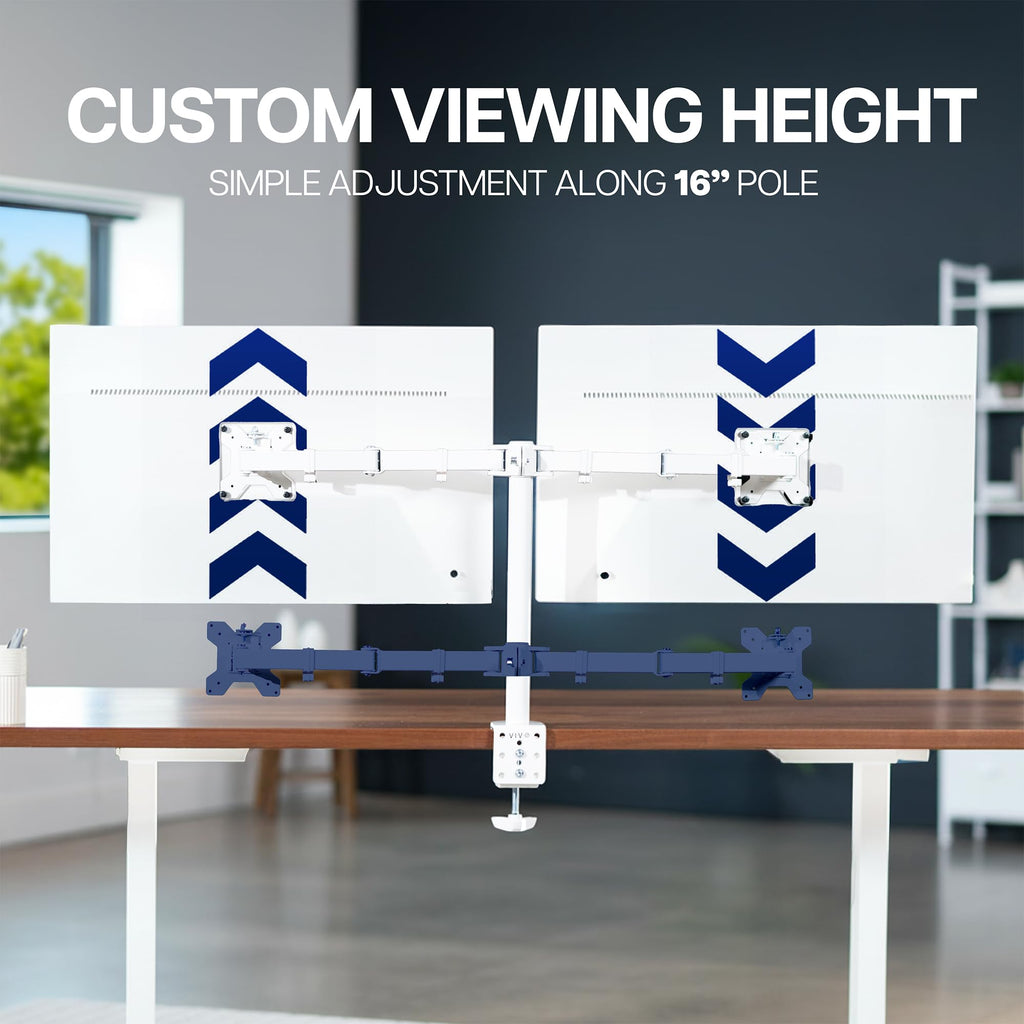 VIVO Dual Monitor Desk Mount, Holds 2 Computer Screens up to 30 inches and 22lbs Each, Heavy Duty Fully Adjustable Steel Stand with C-Clamp and Grommet, Black, STAND-V002 | Black, Articulating, Adjustable Monitor Arm, Grommet or C-Clamp Mounting, Computer