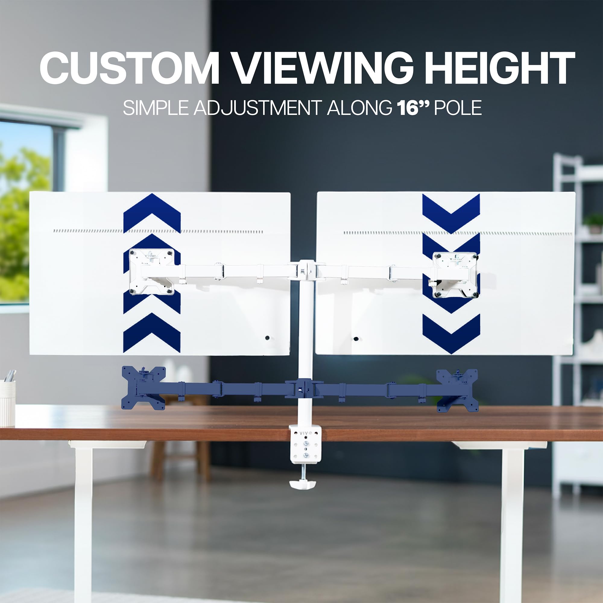 VIVO Dual Monitor Desk Mount, Holds 2 Computer Screens up to 30 inches and 22lbs Each, Heavy Duty Fully Adjustable Steel Stand with C-Clamp and Grommet, Black, STAND-V002 | Black, Articulating, Adjustable Monitor Arm, Grommet or C-Clamp Mounting, Computer