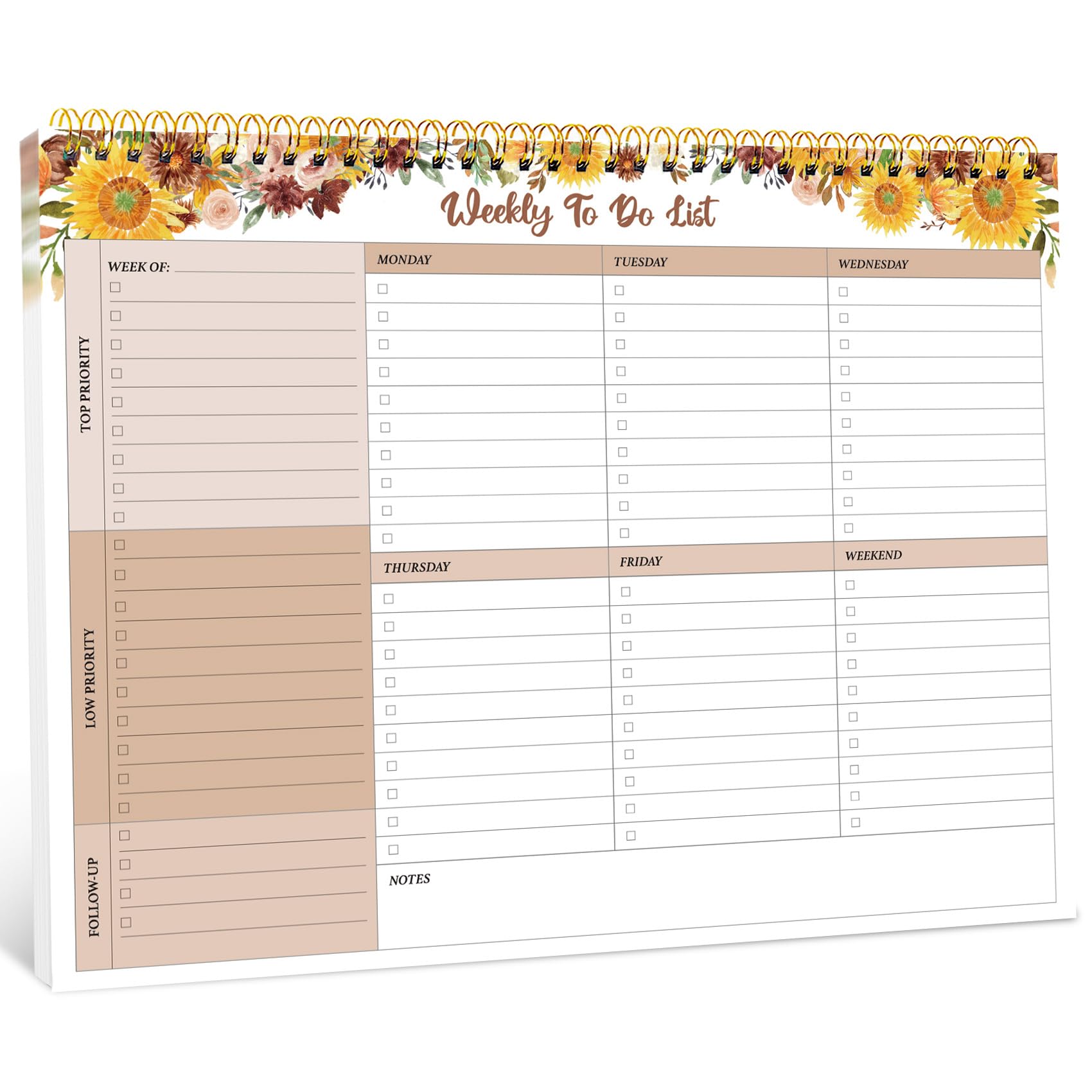 Taja Weekly To Do List Notepad, Undated Weekly Planner Pad, 8.5" x 11" | Large Desk Planner, Weekly Task Planning, College School Supplies, for Home and Office, 52 Sheets, Violet Dream