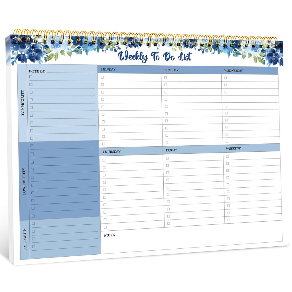 Taja Weekly To Do List Notepad, Undated Weekly Planner Pad, 8.5" x 11" | Large Desk Planner, Weekly Task Planning, College School Supplies, for Home and Office, 52 Sheets, Violet Dream