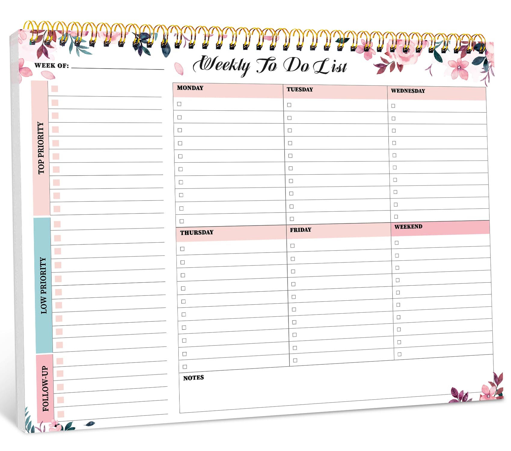 Taja Weekly To Do List Notepad, Undated Weekly Planner Pad, 8.5" x 11" | Large Desk Planner, Weekly Task Planning, College School Supplies, for Home and Office, 52 Sheets, Violet Dream