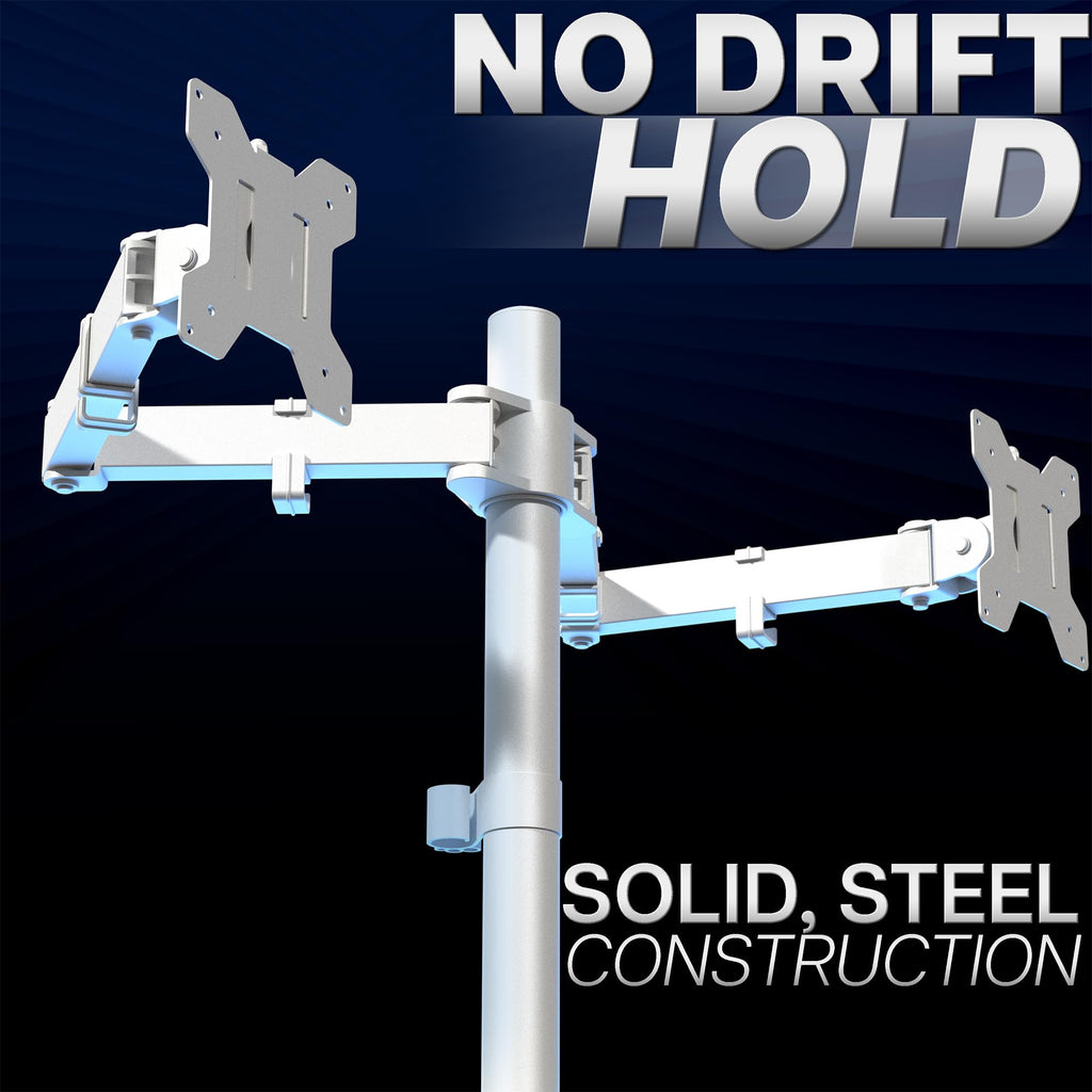 VIVO Dual Monitor Desk Mount, Holds 2 Computer Screens up to 30 inches and 22lbs Each, Heavy Duty Fully Adjustable Steel Stand with C-Clamp and Grommet, Black, STAND-V002 | Black, Articulating, Adjustable Monitor Arm, Grommet or C-Clamp Mounting, Computer