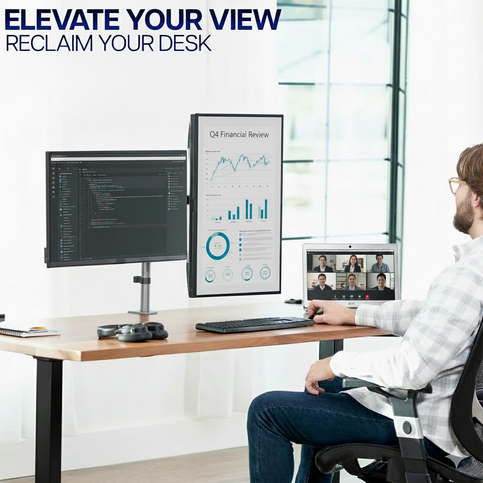 VIVO Dual Monitor Desk Mount, Holds 2 Computer Screens up to 30 inches and 22lbs Each, Heavy Duty Fully Adjustable Steel Stand with C-Clamp and Grommet, Black, STAND-V002 | Black, Articulating, Adjustable Monitor Arm, Grommet or C-Clamp Mounting, Computer