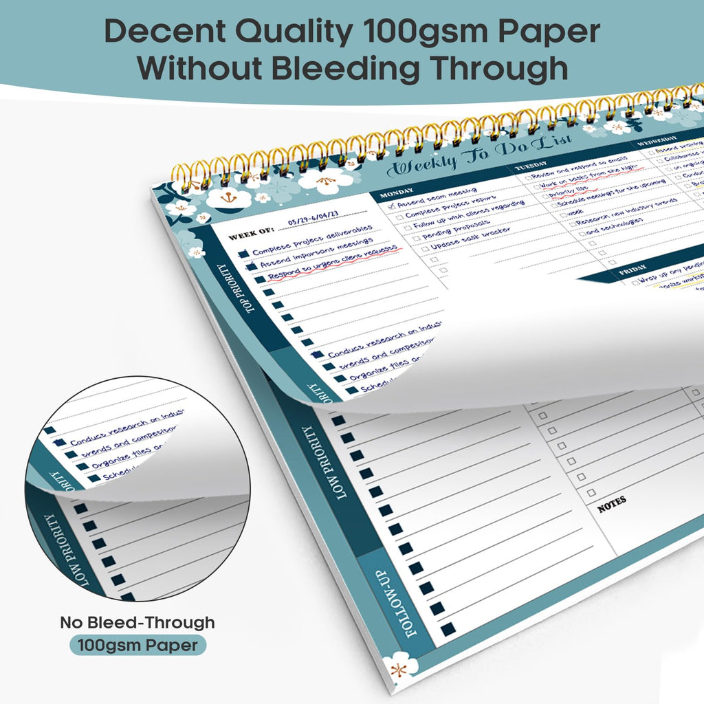 Taja Weekly To Do List Notepad, Undated Weekly Planner Pad, 8.5" x 11" | Large Desk Planner, Weekly Task Planning, College School Supplies, for Home and Office, 52 Sheets, Violet Dream