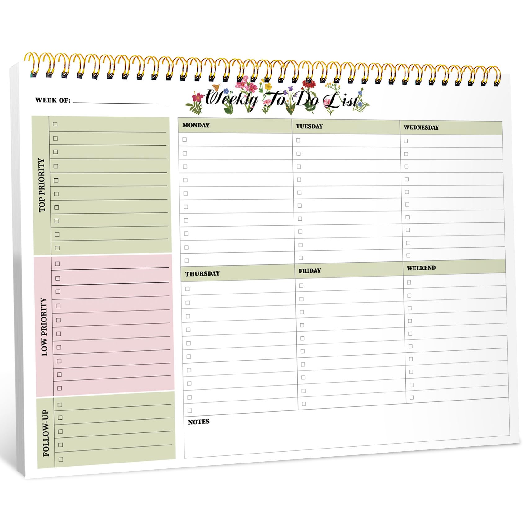 Taja Weekly To Do List Notepad, Undated Weekly Planner Pad, 8.5" x 11" | Large Desk Planner, Weekly Task Planning, College School Supplies, for Home and Office, 52 Sheets, Violet Dream