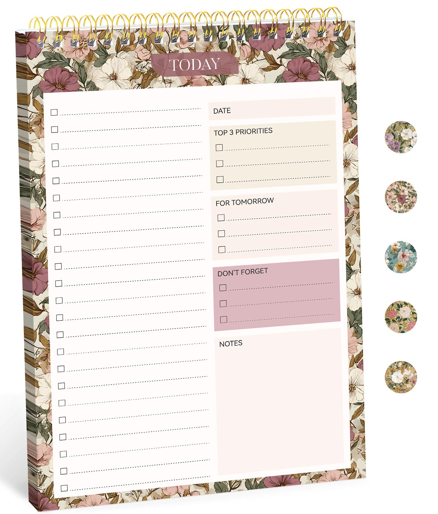Taja To Do List Notepad, Undated Daily Planner for Work and Goal Setting | Greenery Sway, 52 Sheets, 9.8" x 6.5" , for Office, Home and school, Daily Task Planning, Notes and Everyday Organization