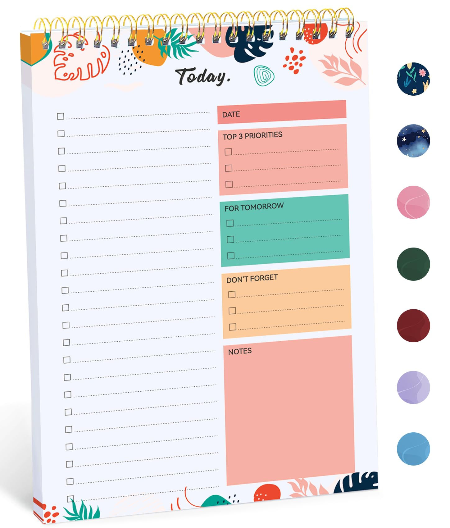 Taja To Do List Notepad, Undated Daily Planner for Work and Goal Setting | Greenery Sway, 52 Sheets, 9.8" x 6.5" , for Office, Home and school, Daily Task Planning, Notes and Everyday Organization