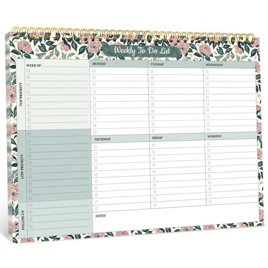 Taja Weekly To Do List Notepad, Undated Weekly Planner Pad, 8.5" x 11" | Large Desk Planner, Weekly Task Planning, College School Supplies, for Home and Office, 52 Sheets, Violet Dream