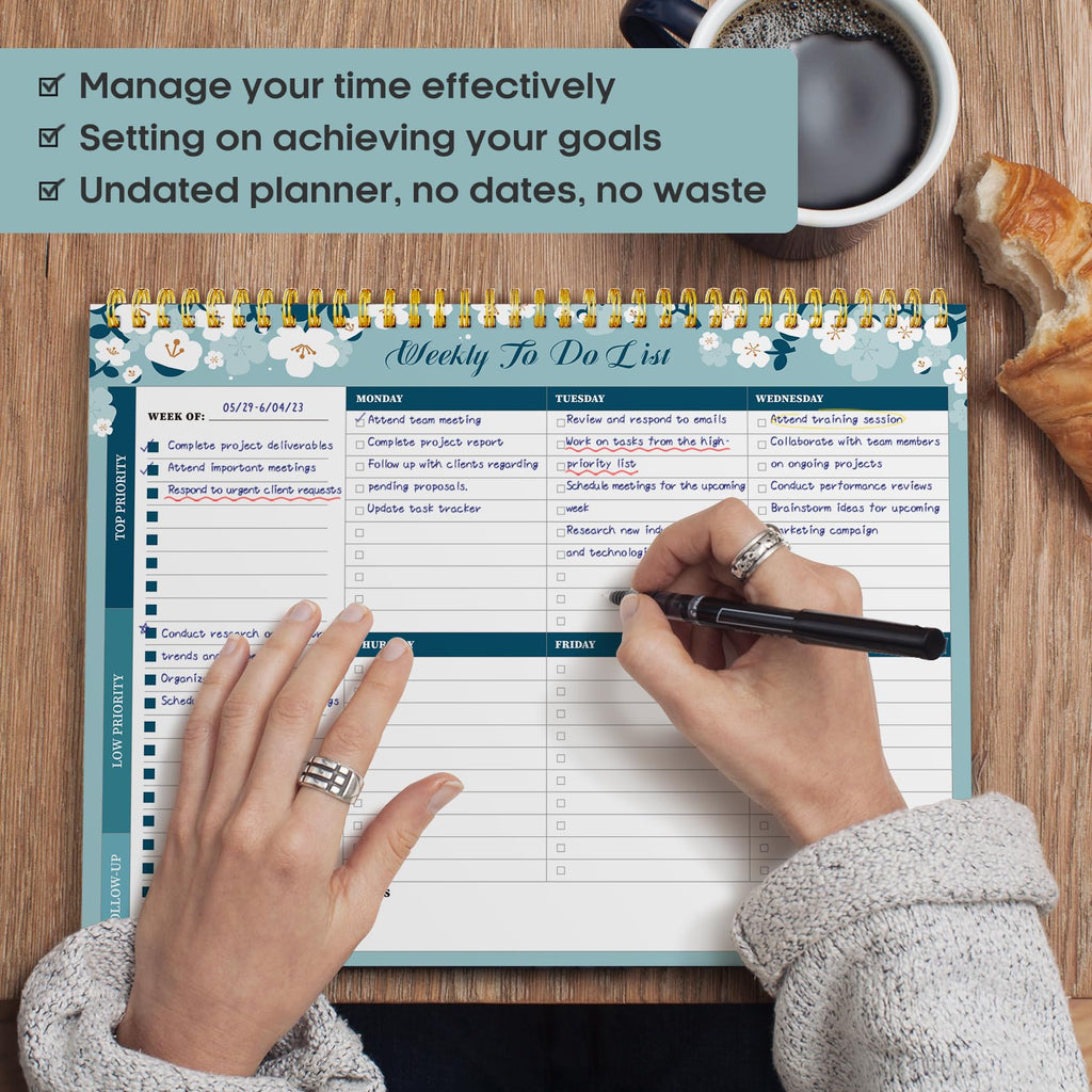 Taja Weekly To Do List Notepad, Undated Weekly Planner Pad, 8.5" x 11" | Large Desk Planner, Weekly Task Planning, College School Supplies, for Home and Office, 52 Sheets, Violet Dream