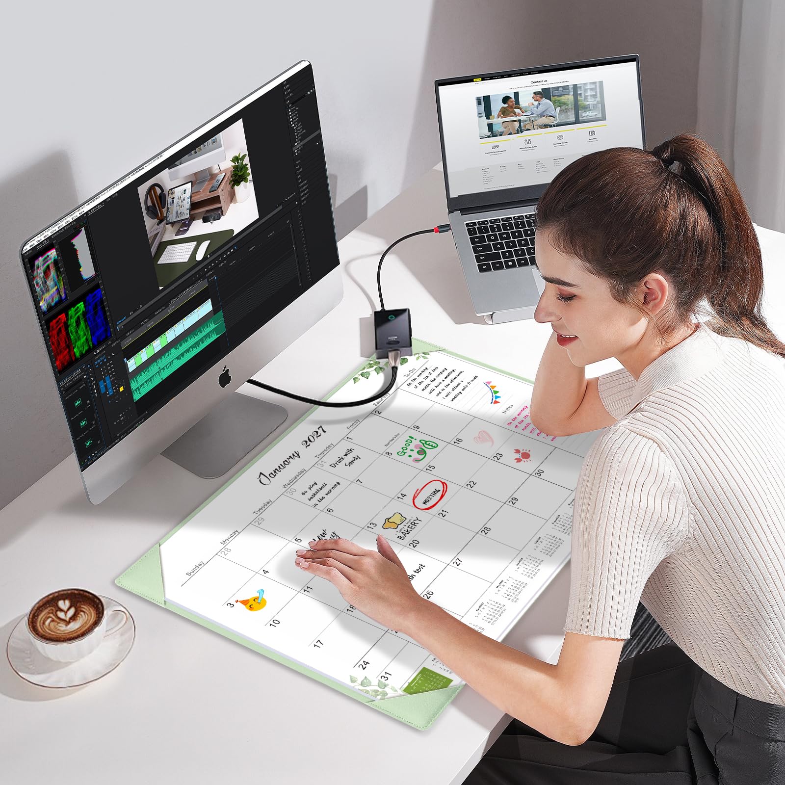Desk Calendar 2026-2027 with Desktop Mat,22x17'' Large Desktop Pad Calendar | 18 Month Desk Calendar 2027, Use from July 2026 to Dec 2027, Simplified Monthly Calendar Perfect for Home School and Office