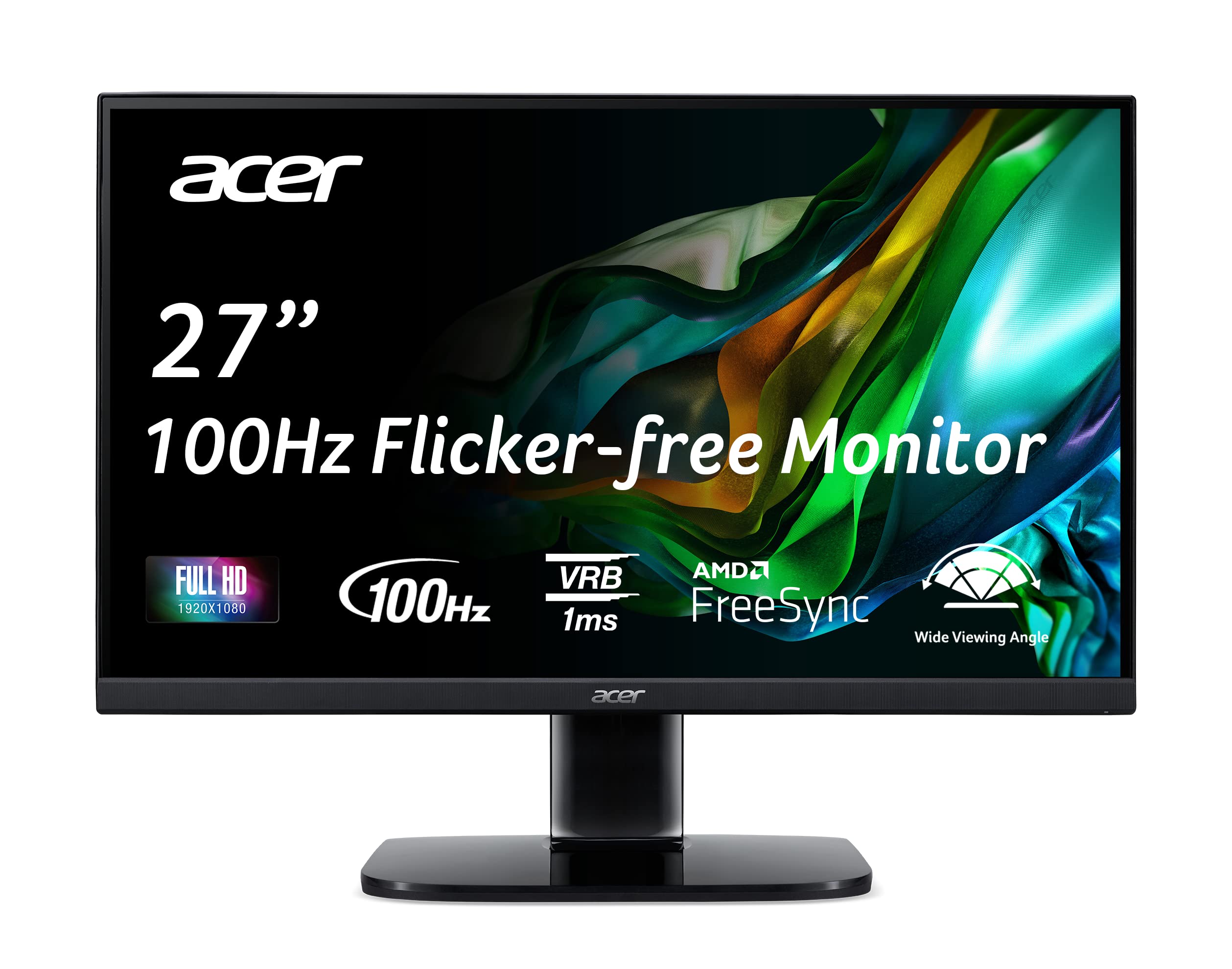 Acer 27in FHD 1920x1080 IPS 120Hz Office Monitor KB272 G0bi | 1ms, AdaptiveSync (FreeSync Compatible), sRGB 99%, HDMI, VGA, VESA Mountable, Bluelight Filter, Flickerless Technology