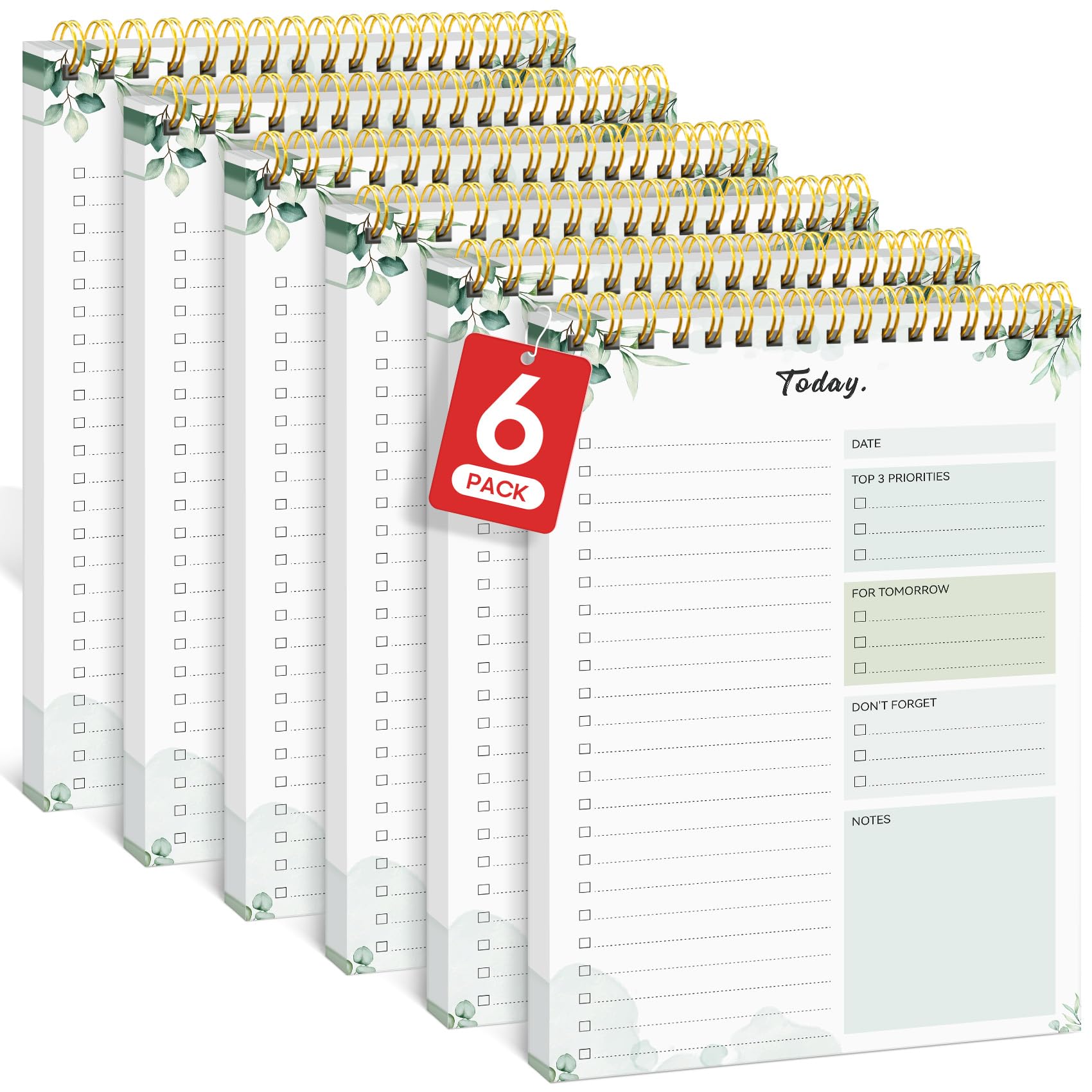 Taja To Do List Notepad, Undated Daily Planner for Work and Goal Setting | Greenery Sway, 52 Sheets, 9.8" x 6.5" , for Office, Home and school, Daily Task Planning, Notes and Everyday Organization