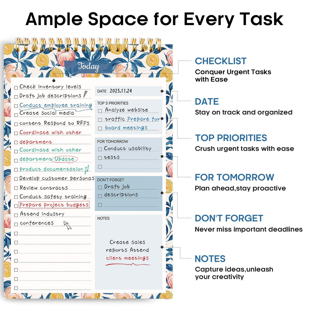 Taja To Do List Notepad, Undated Daily Planner for Work and Goal Setting | Greenery Sway, 52 Sheets, 9.8" x 6.5" , for Office, Home and school, Daily Task Planning, Notes and Everyday Organization
