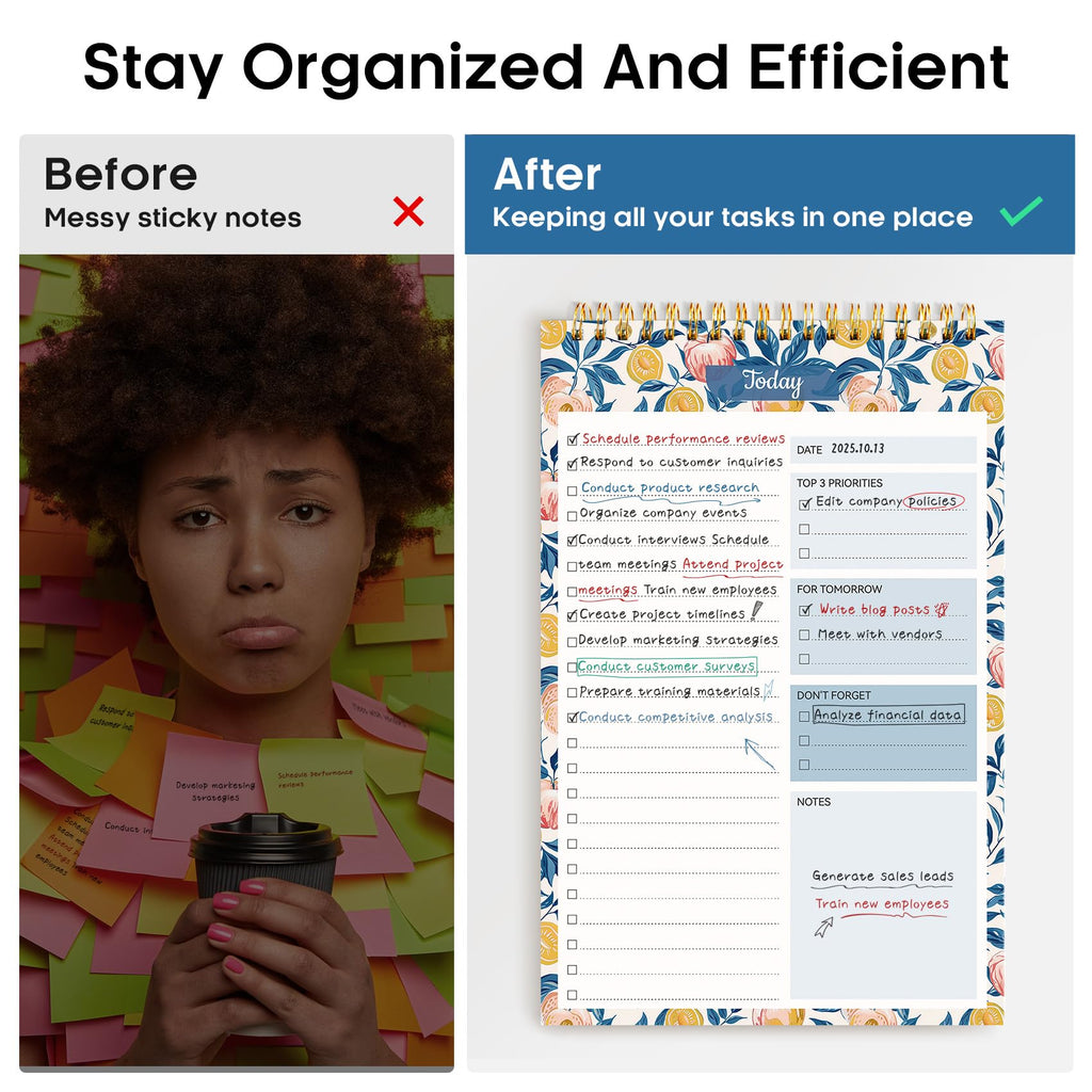 Taja To Do List Notepad, Undated Daily Planner for Work and Goal Setting | Greenery Sway, 52 Sheets, 9.8" x 6.5" , for Office, Home and school, Daily Task Planning, Notes and Everyday Organization