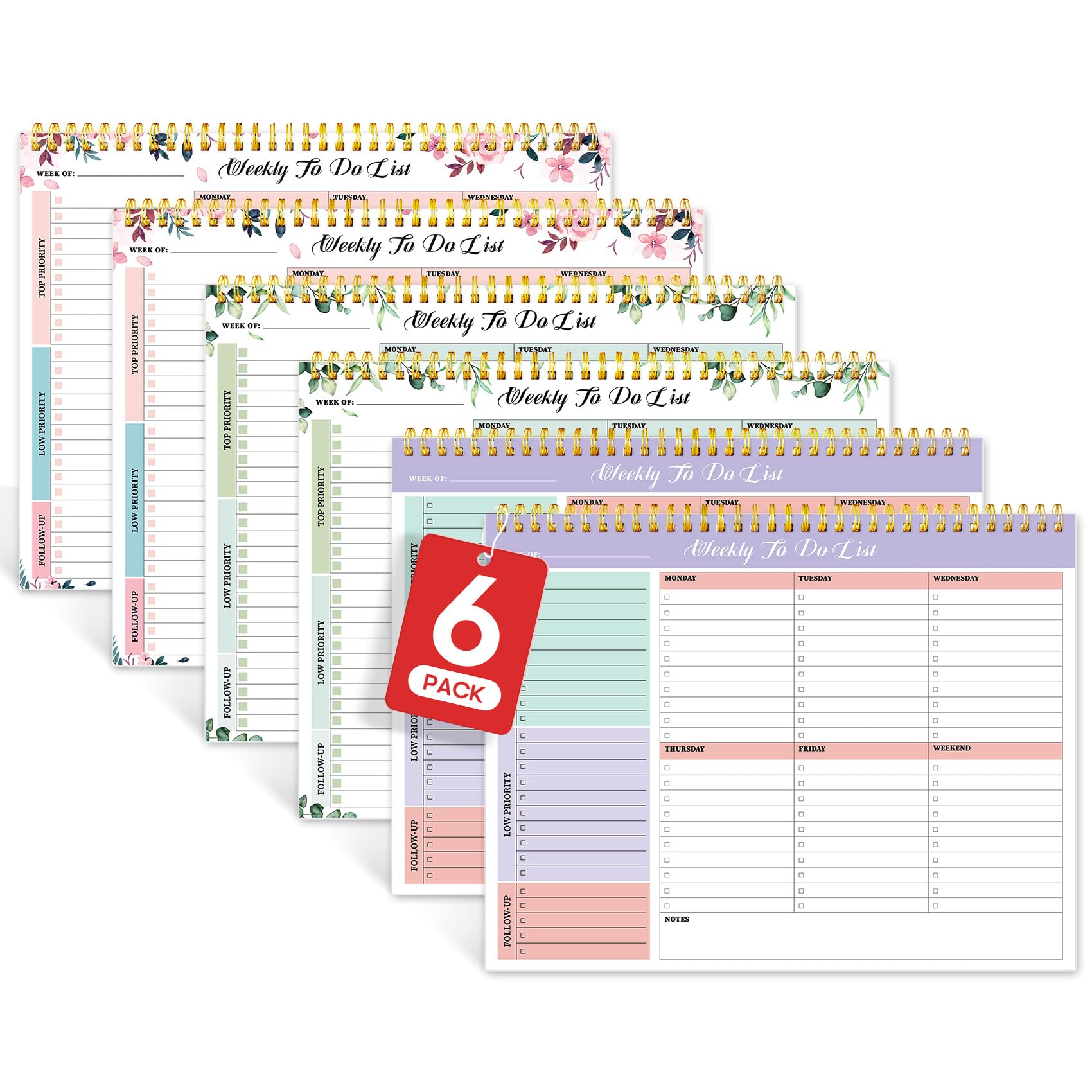 Taja Weekly To Do List Notepad, Undated Weekly Planner Pad, 8.5" x 11" | Large Desk Planner, Weekly Task Planning, College School Supplies, for Home and Office, 52 Sheets, Violet Dream