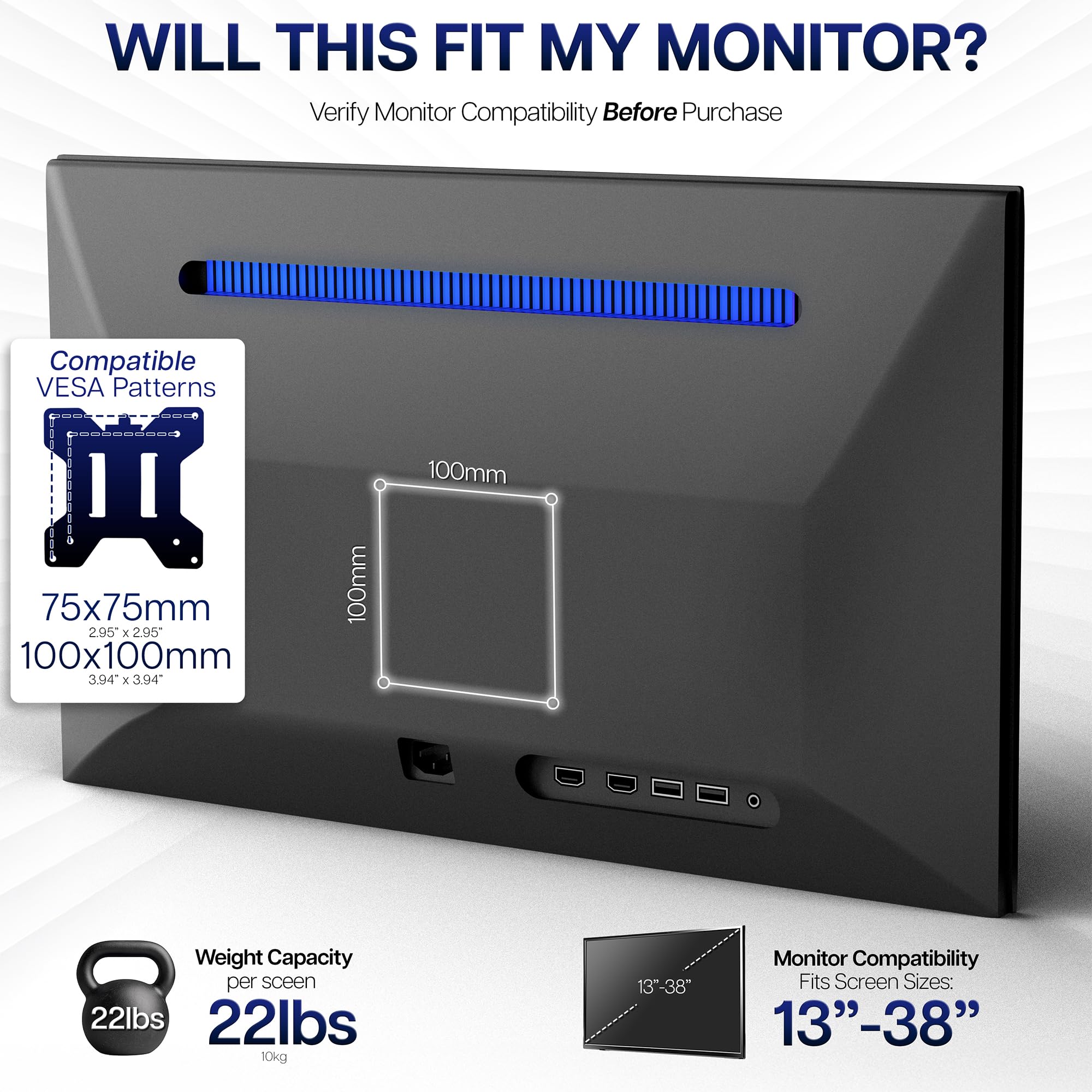 VIVO Dual Monitor Desk Mount, Holds 2 Computer Screens up to 30 inches and 22lbs Each, Heavy Duty Fully Adjustable Steel Stand with C-Clamp and Grommet, Black, STAND-V002 | Black, Articulating, Adjustable Monitor Arm, Grommet or C-Clamp Mounting, Computer