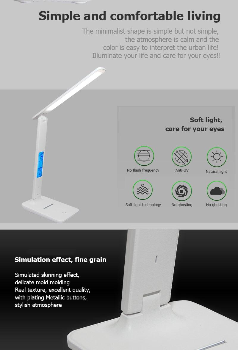 Smart Desk Lamp with Clock, Calendar & Alarm