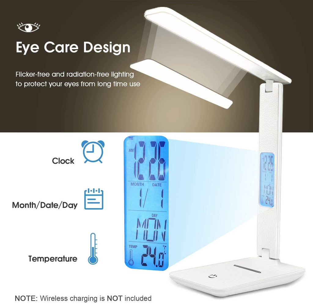 Smart Desk Lamp with Clock, Calendar & Alarm